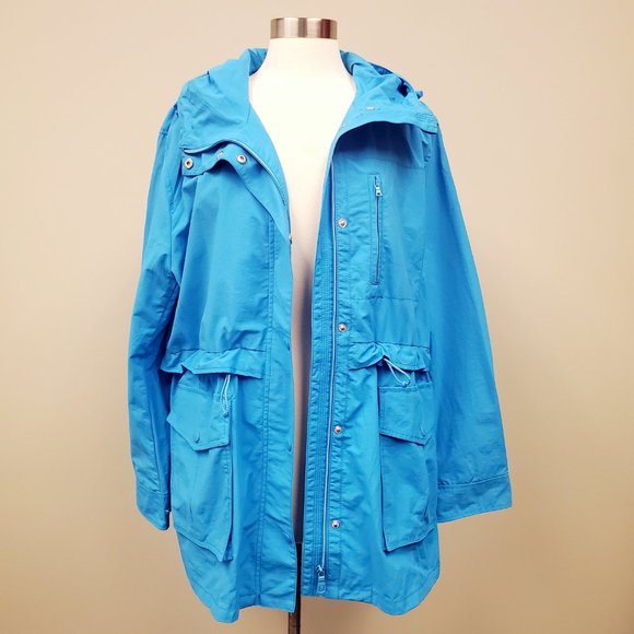 J. Crew Zip Front Perfect Lightweight Perfect Rain Jacket Sky Blue - Picture 6 of 12
